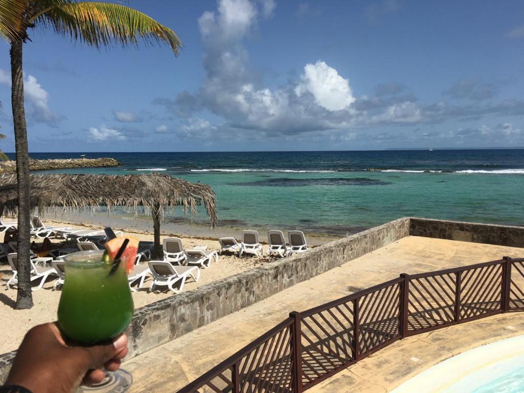 Studio balcon vue mer Ti punch kaz Manganao, piscine et plage Saint-Francois  Eksteriør bilde